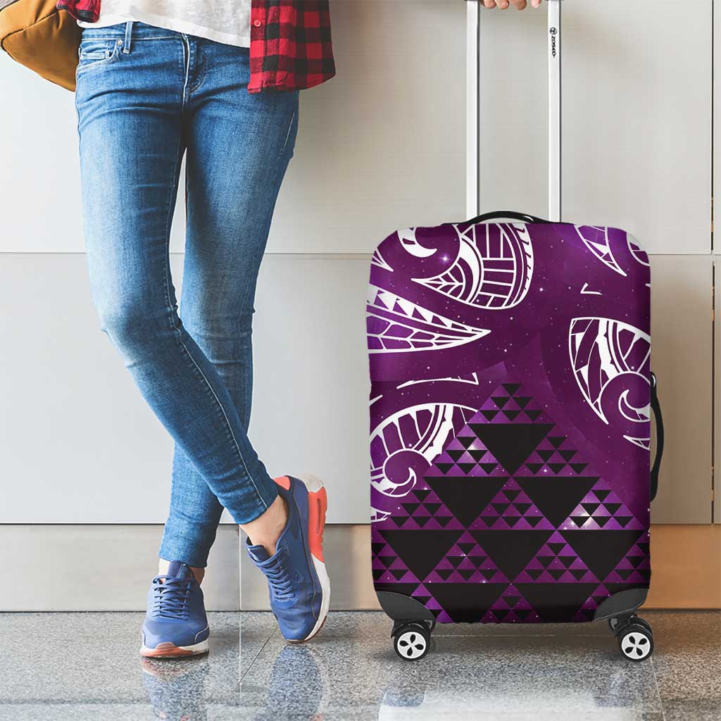 Matariki New Zealand Luggage Cover NZ Niho Taniwha Maori New Year Purple Galaxy LT14 - Polynesian Pride