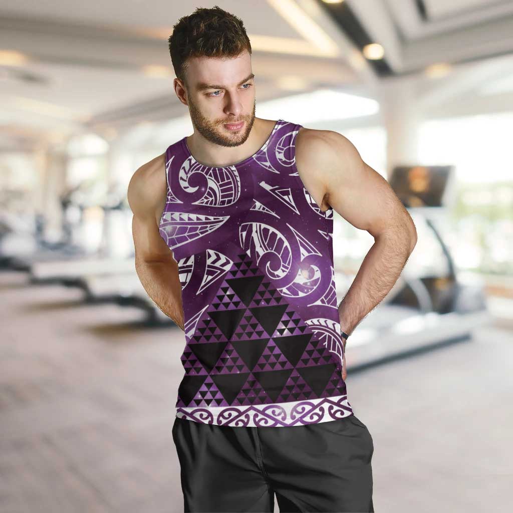 Matariki New Zealand Men Tank Top NZ Niho Taniwha Maori New Year Purple Galaxy LT14 Purple - Polynesian Pride