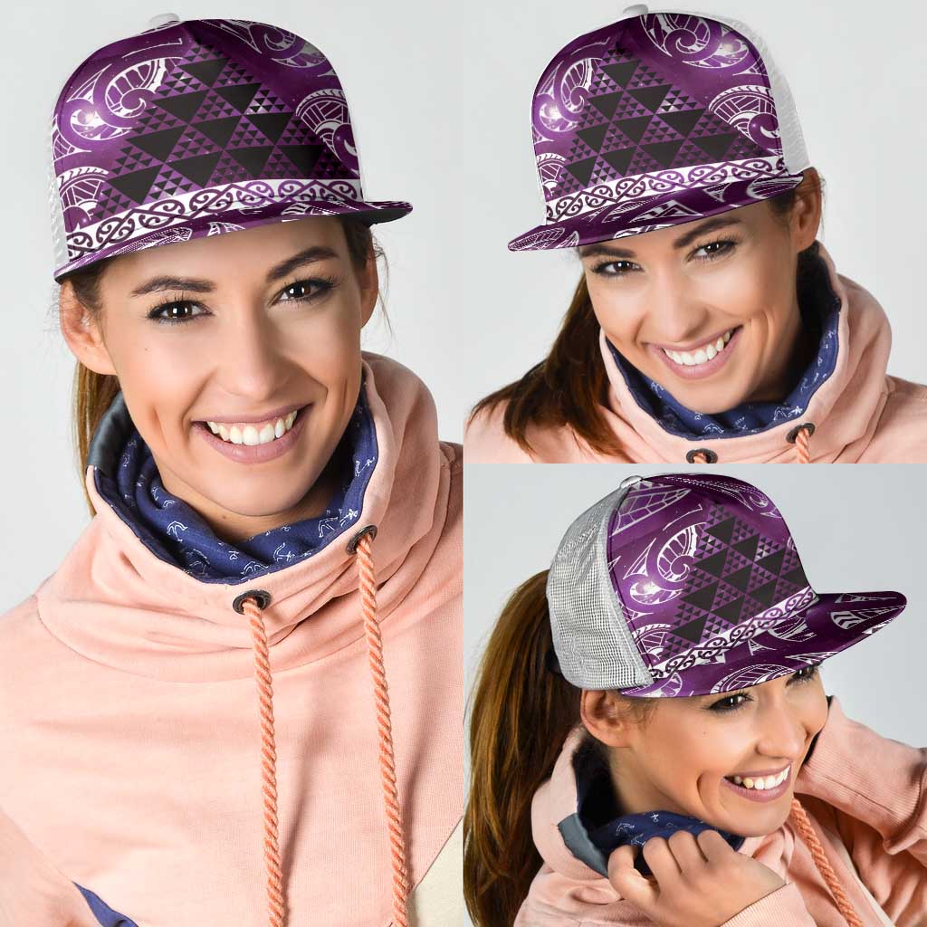 Matariki New Zealand Mesh Trucker Cap NZ Niho Taniwha Maori New Year Purple Galaxy