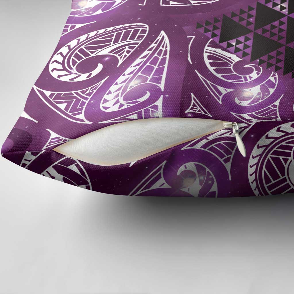 Matariki New Zealand Pillow Cover NZ Niho Taniwha Maori New Year Purple Galaxy LT14 - Polynesian Pride