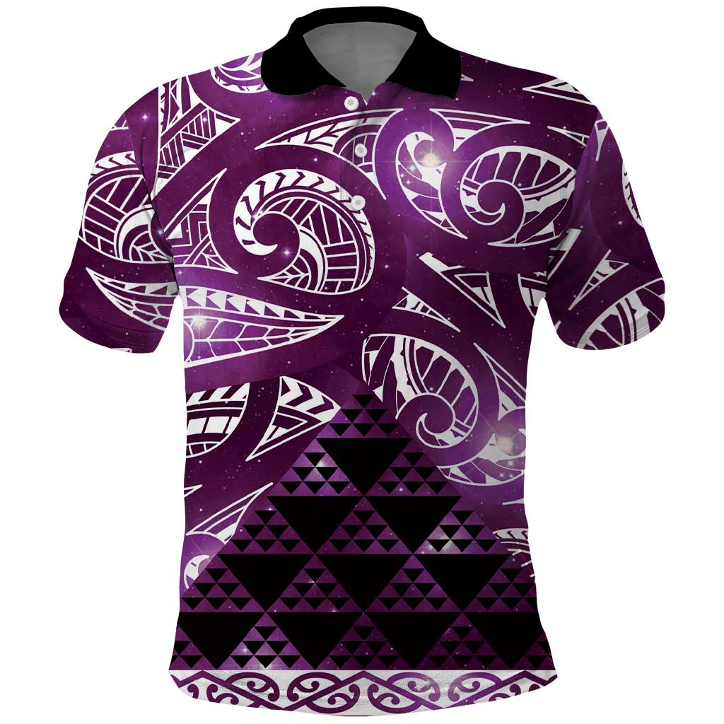 Matariki New Zealand Polo Shirt NZ Niho Taniwha Maori New Year Purple Galaxy LT14 Purple - Polynesian Pride