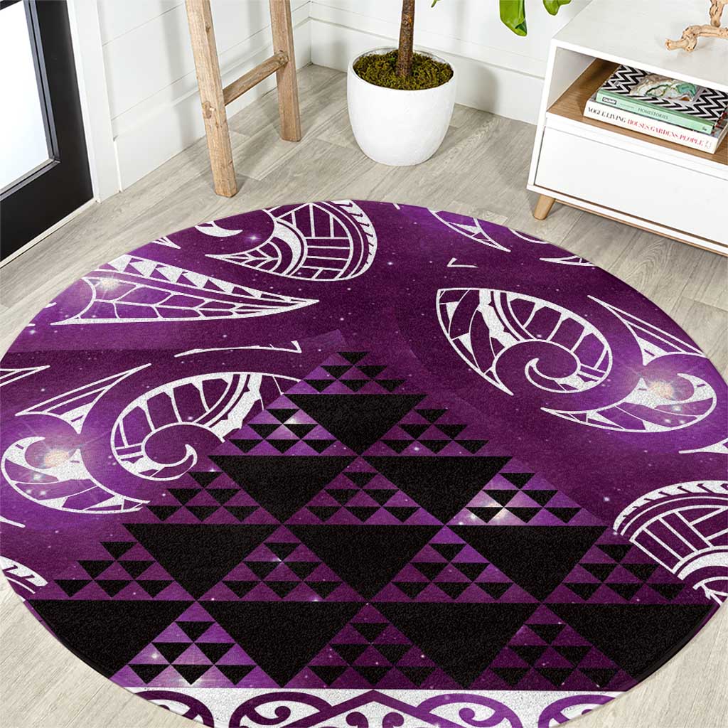 Matariki New Zealand Round Carpet NZ Niho Taniwha Maori New Year Purple Galaxy