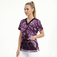 Matariki New Zealand Scrub Top NZ Niho Taniwha Maori New Year Purple Galaxy LT14 - Polynesian Pride