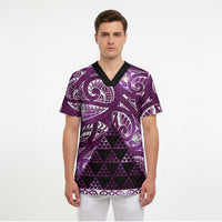 Matariki New Zealand Scrub Top NZ Niho Taniwha Maori New Year Purple Galaxy LT14 - Polynesian Pride