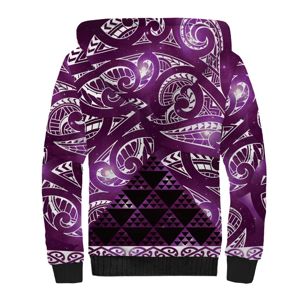 Matariki New Zealand Sherpa Hoodie NZ Niho Taniwha Maori New Year Purple Galaxy LT14 - Polynesian Pride