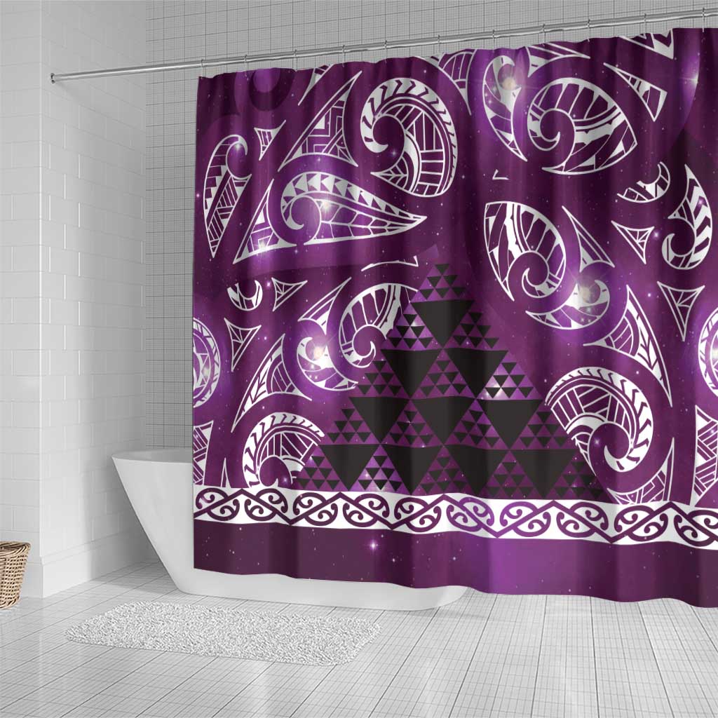 Matariki New Zealand Shower Curtain NZ Niho Taniwha Maori New Year Purple Galaxy LT14 - Polynesian Pride