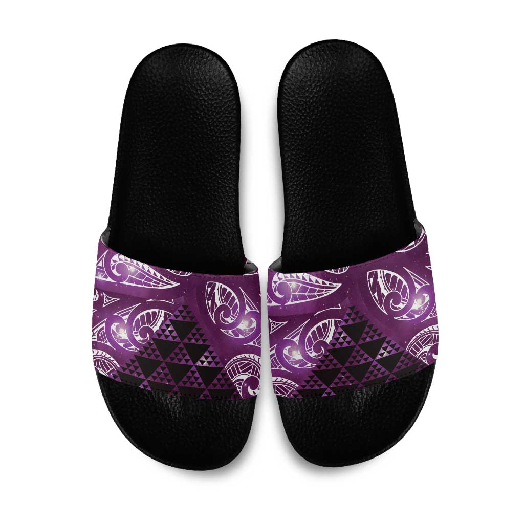 Matariki New Zealand Slide Sandals NZ Niho Taniwha Maori New Year Purple Galaxy LT14 Purple - Polynesian Pride