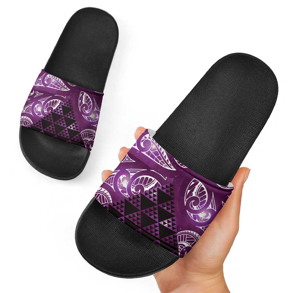 Matariki New Zealand Slide Sandals NZ Niho Taniwha Maori New Year Purple Galaxy LT14 - Polynesian Pride