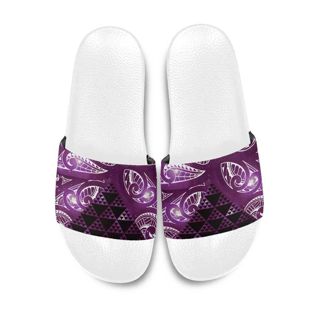 Matariki New Zealand Slide Sandals NZ Niho Taniwha Maori New Year Purple Galaxy LT14 Purple - Polynesian Pride
