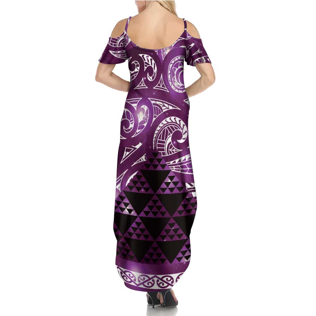 Matariki New Zealand Summer Maxi Dress NZ Niho Taniwha Maori New Year Purple Galaxy LT14 - Polynesian Pride