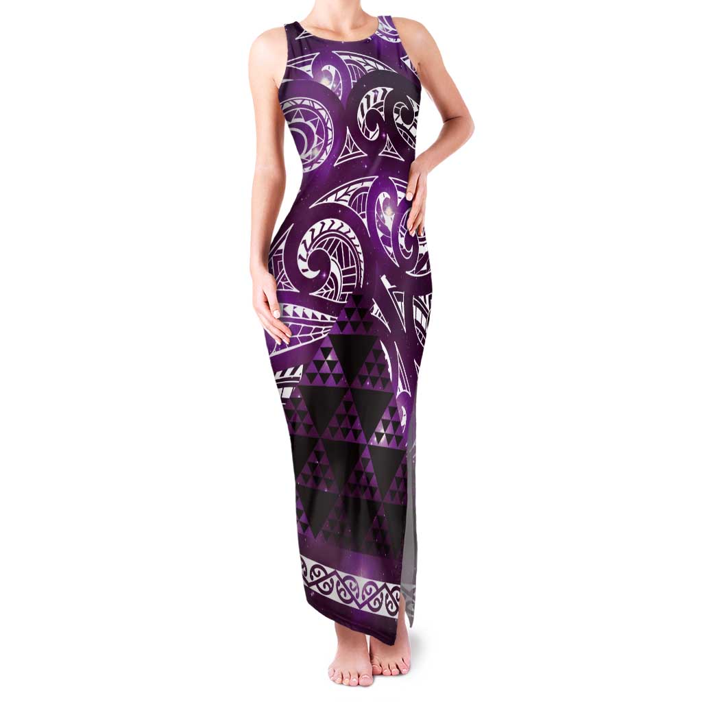 Matariki New Zealand Tank Maxi Dress NZ Niho Taniwha Maori New Year Purple Galaxy