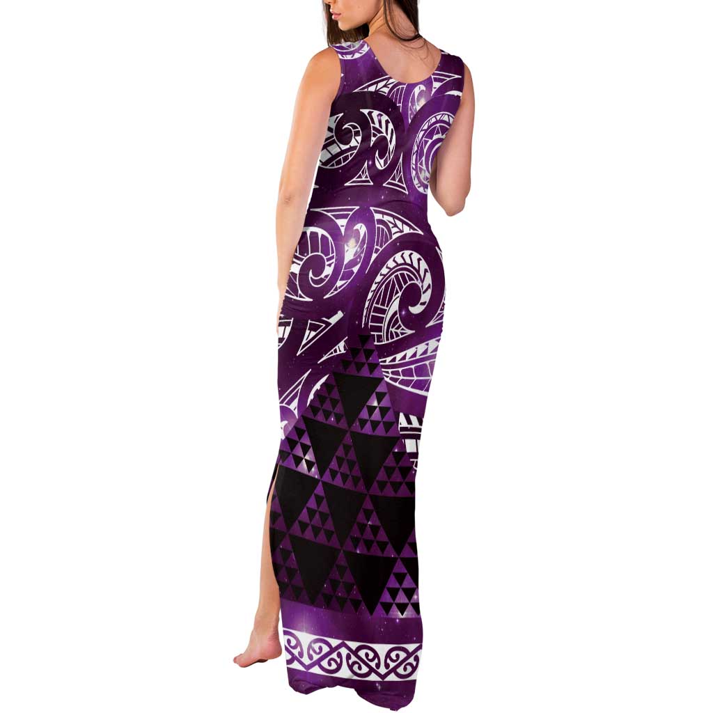 Matariki New Zealand Tank Maxi Dress NZ Niho Taniwha Maori New Year Purple Galaxy LT14 - Polynesian Pride