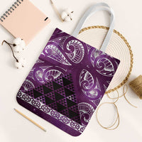 Matariki New Zealand Tote Bag NZ Niho Taniwha Maori New Year Purple Galaxy LT14 White Strap One Size Purple - Polynesian Pride