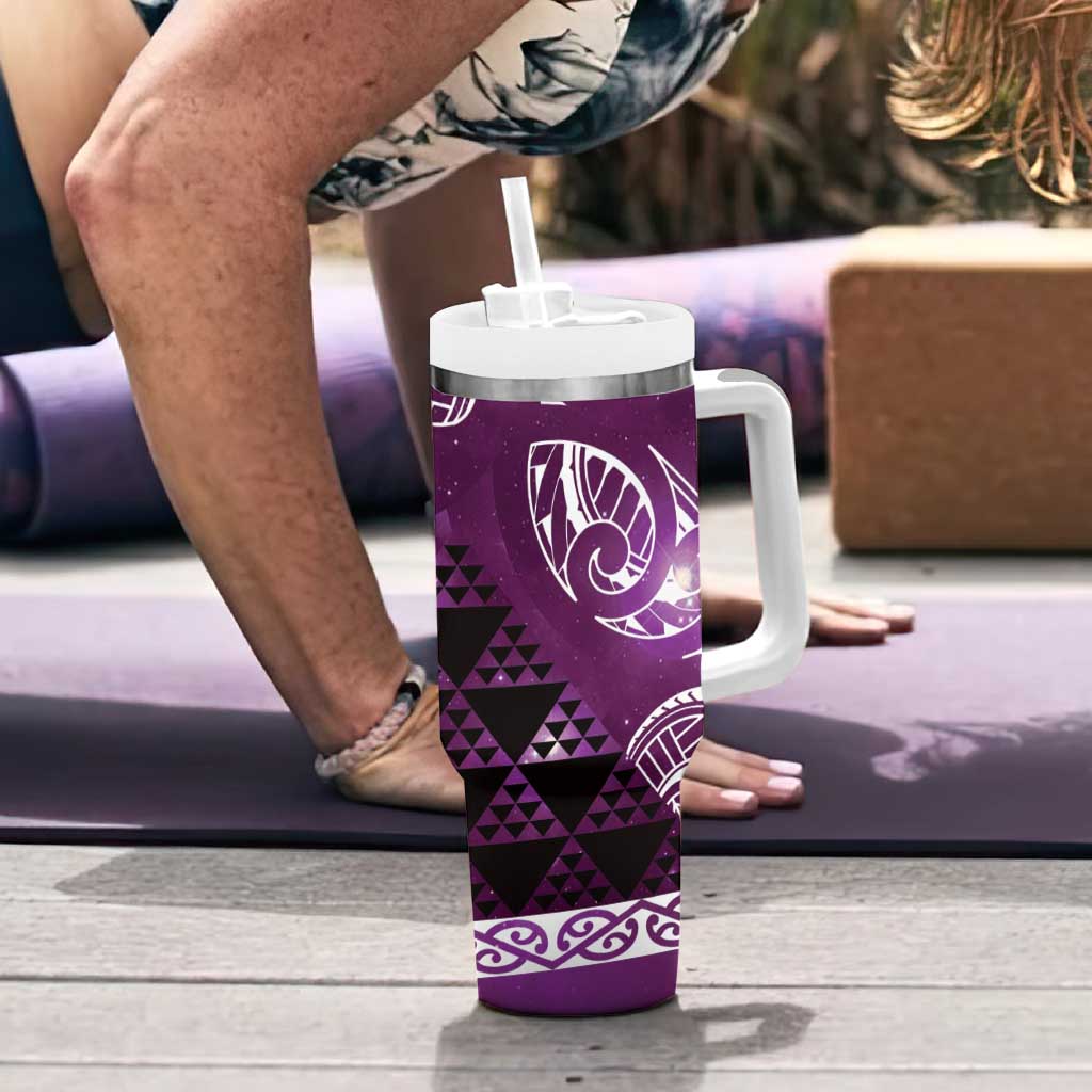 Matariki New Zealand Tumbler With Handle NZ Niho Taniwha Maori New Year Purple Galaxy LT14 - Polynesian Pride