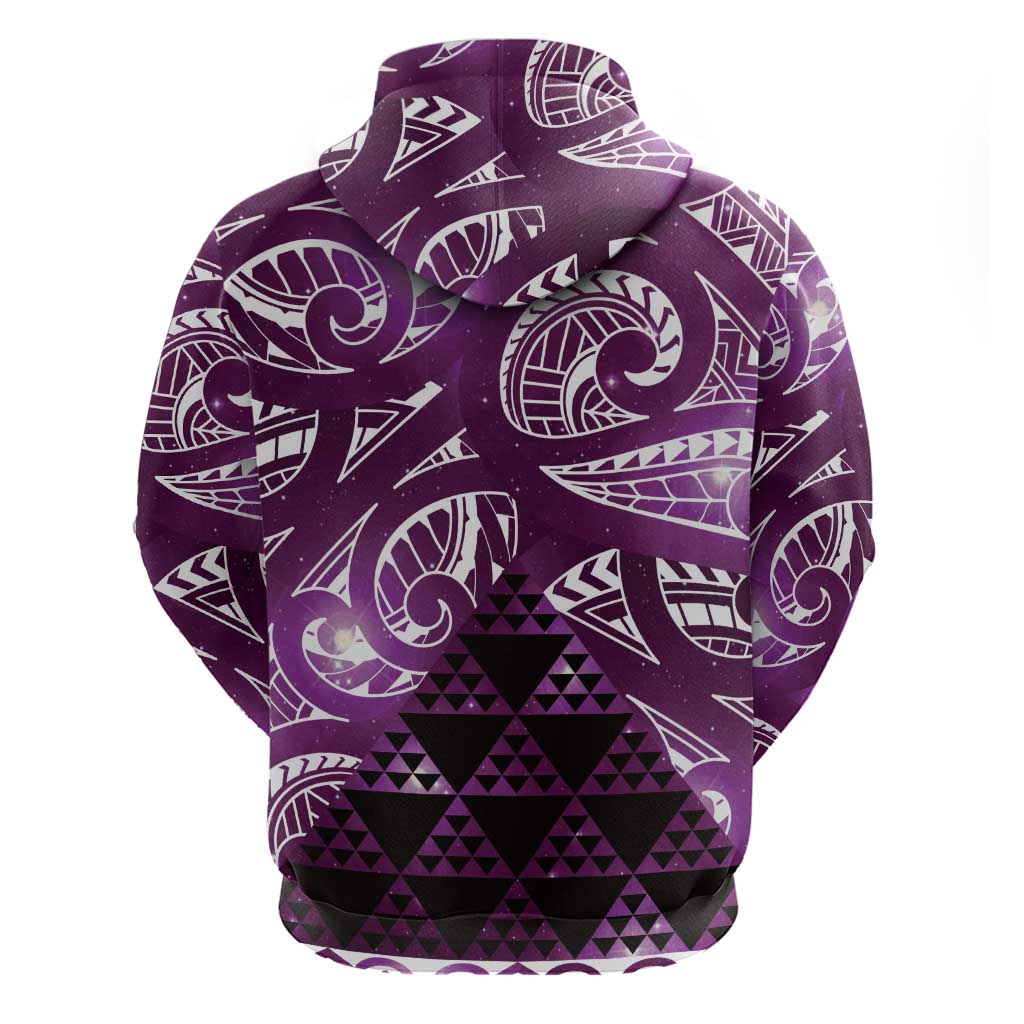 Matariki New Zealand Zip Hoodie NZ Niho Taniwha Maori New Year Purple Galaxy LT14 - Polynesian Pride