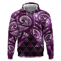 Matariki New Zealand Zip Hoodie NZ Niho Taniwha Maori New Year Purple Galaxy LT14 Pullover Hoodie Purple - Polynesian Pride