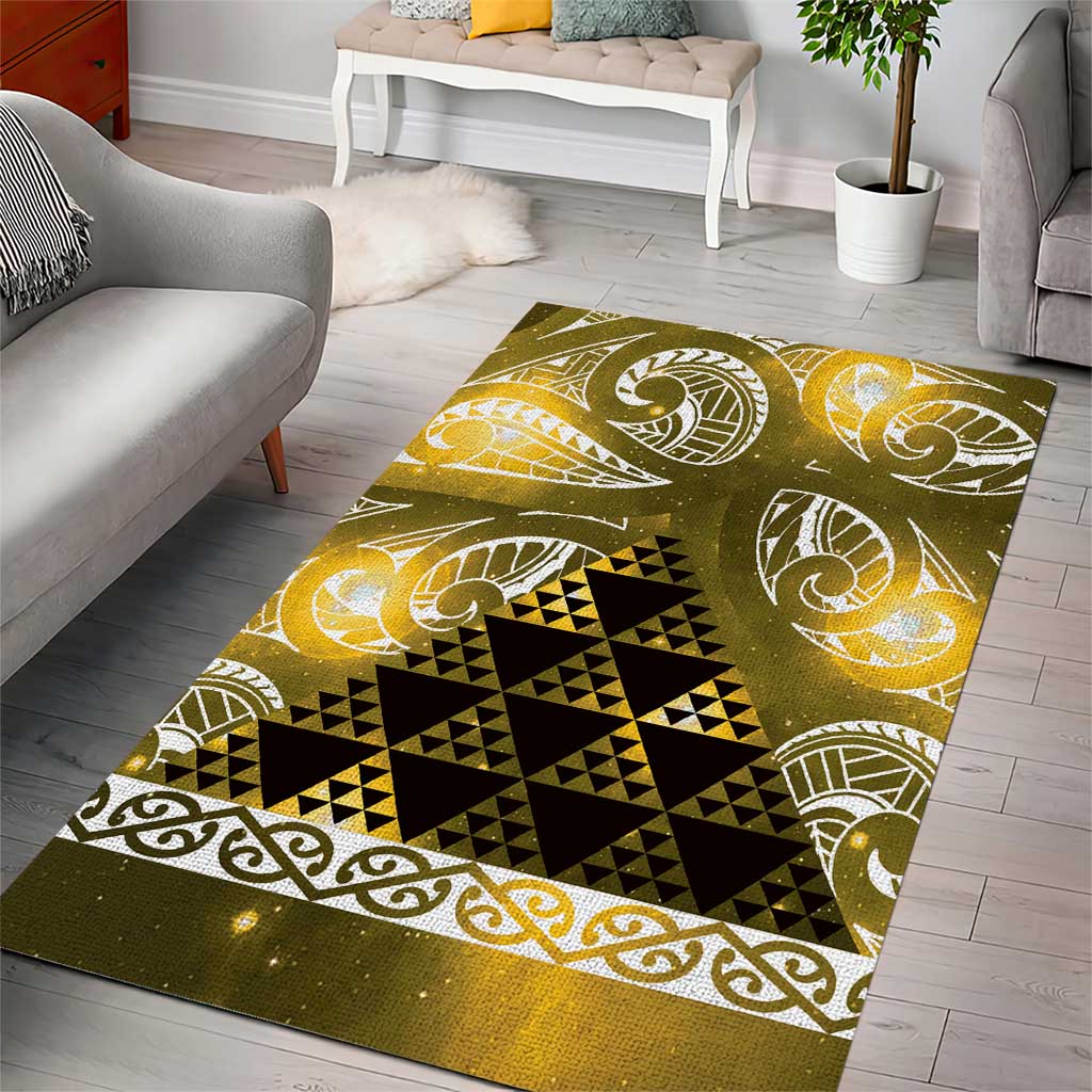 Matariki New Zealand Area Rug NZ Niho Taniwha Maori New Year Yellow Galaxy