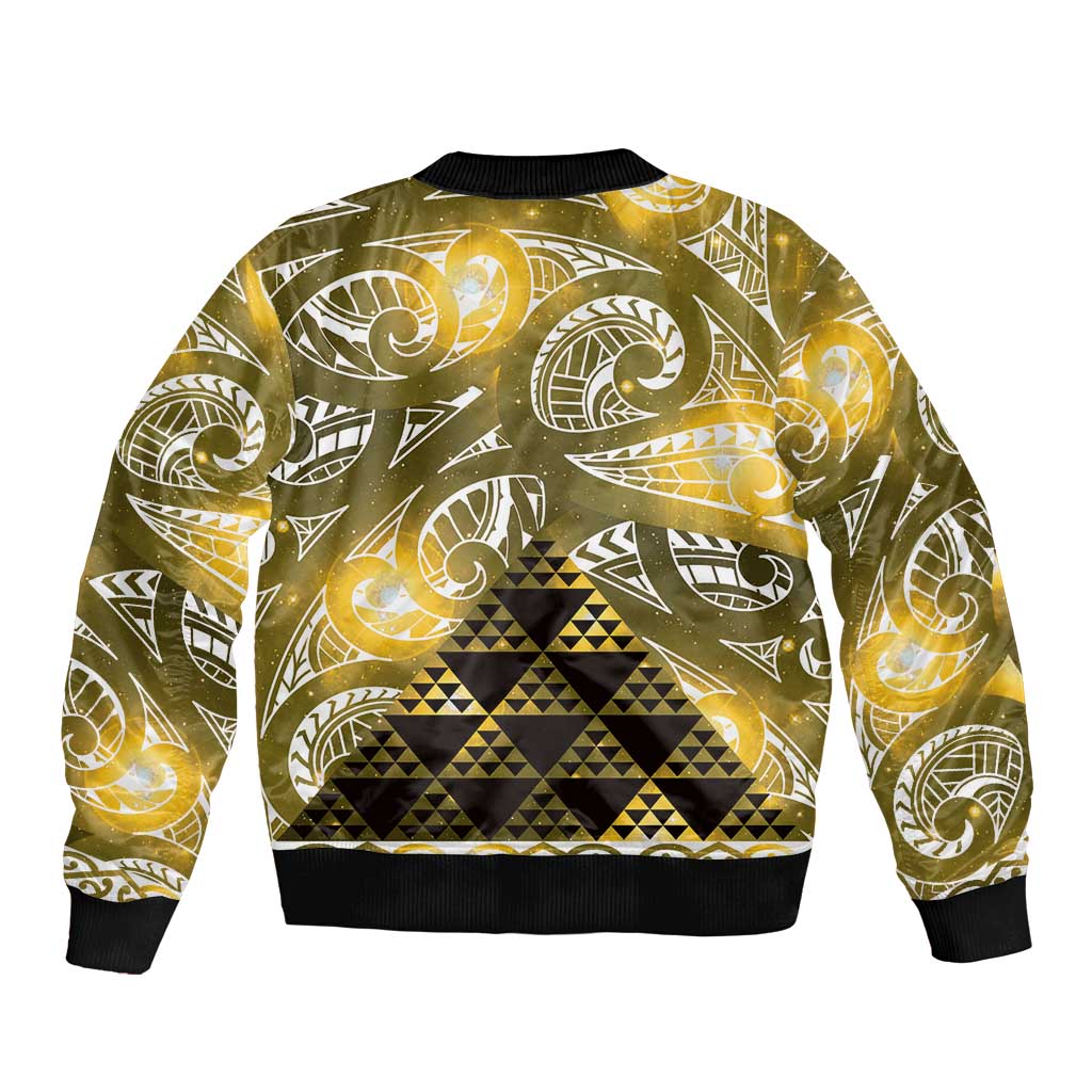 Matariki New Zealand Bomber Jacket NZ Niho Taniwha Maori New Year Yellow Galaxy LT14 - Polynesian Pride