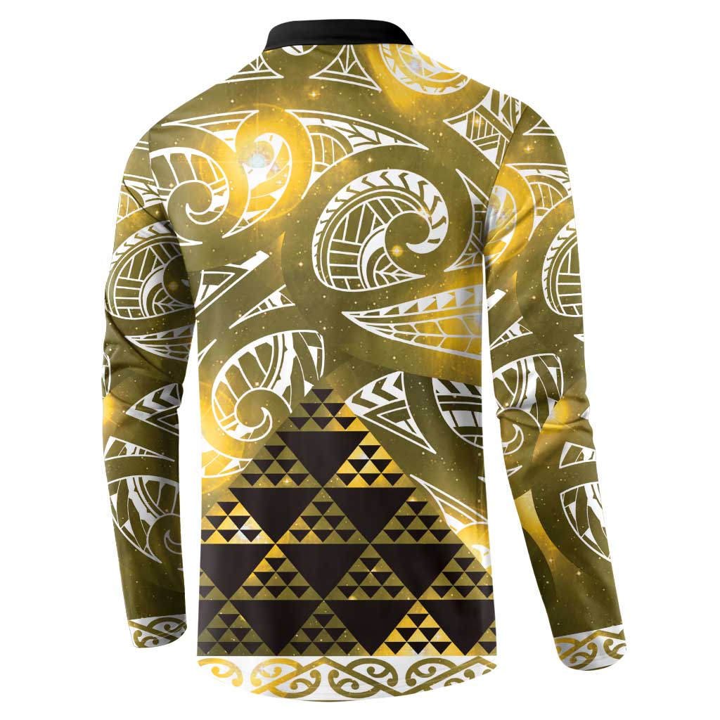 Matariki New Zealand Button Sweatshirt NZ Niho Taniwha Maori New Year Yellow Galaxy