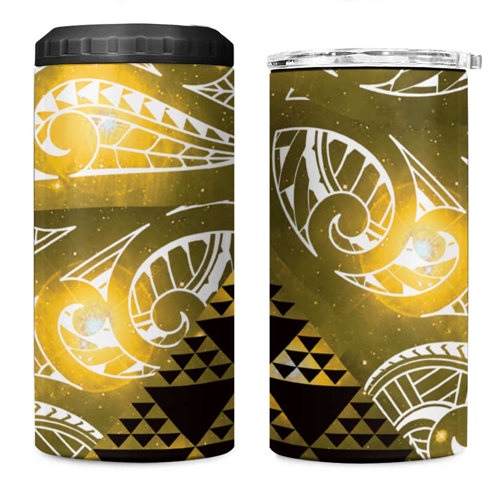 Matariki New Zealand 4 in 1 Can Cooler Tumbler NZ Niho Taniwha Maori New Year Yellow Galaxy