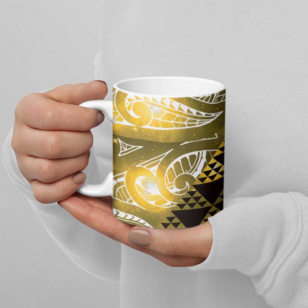 Matariki New Zealand Ceramic Mug NZ Niho Taniwha Maori New Year Yellow Galaxy