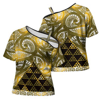 Matariki New Zealand Cross Shoulder Shirt NZ Niho Taniwha Maori New Year Yellow Galaxy LT14 - Polynesian Pride