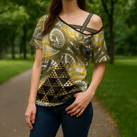 Matariki New Zealand Cross Shoulder Shirt NZ Niho Taniwha Maori New Year Yellow Galaxy LT14 - Polynesian Pride
