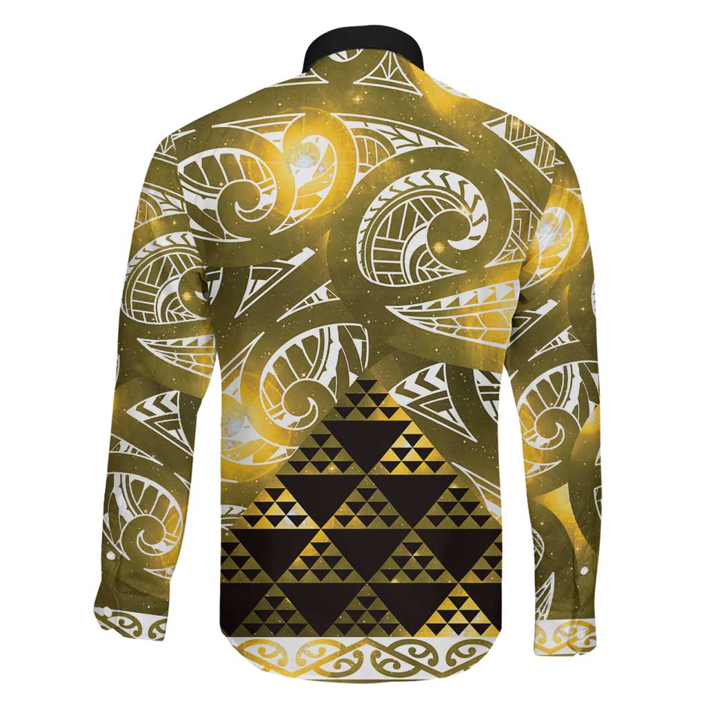 Matariki New Zealand Family Matching Long Sleeve Bodycon Dress and Hawaiian Shirt NZ Niho Taniwha Maori New Year Yellow Galaxy LT14 - Polynesian Pride