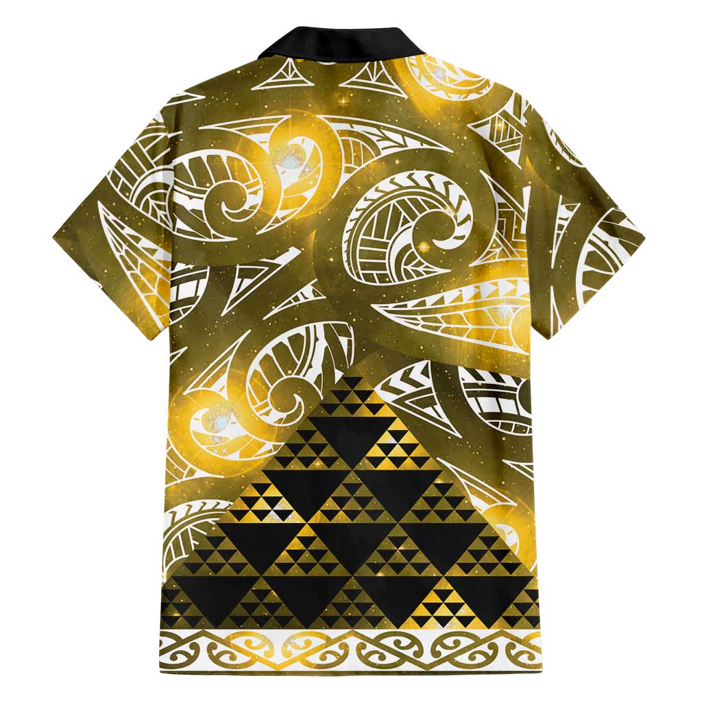 Matariki New Zealand Family Matching Off Shoulder Maxi Dress and Hawaiian Shirt NZ Niho Taniwha Maori New Year Yellow Galaxy LT14 - Polynesian Pride