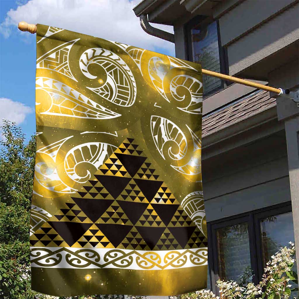 Matariki New Zealand Garden Flag NZ Niho Taniwha Maori New Year Yellow Galaxy LT14 - Polynesian Pride