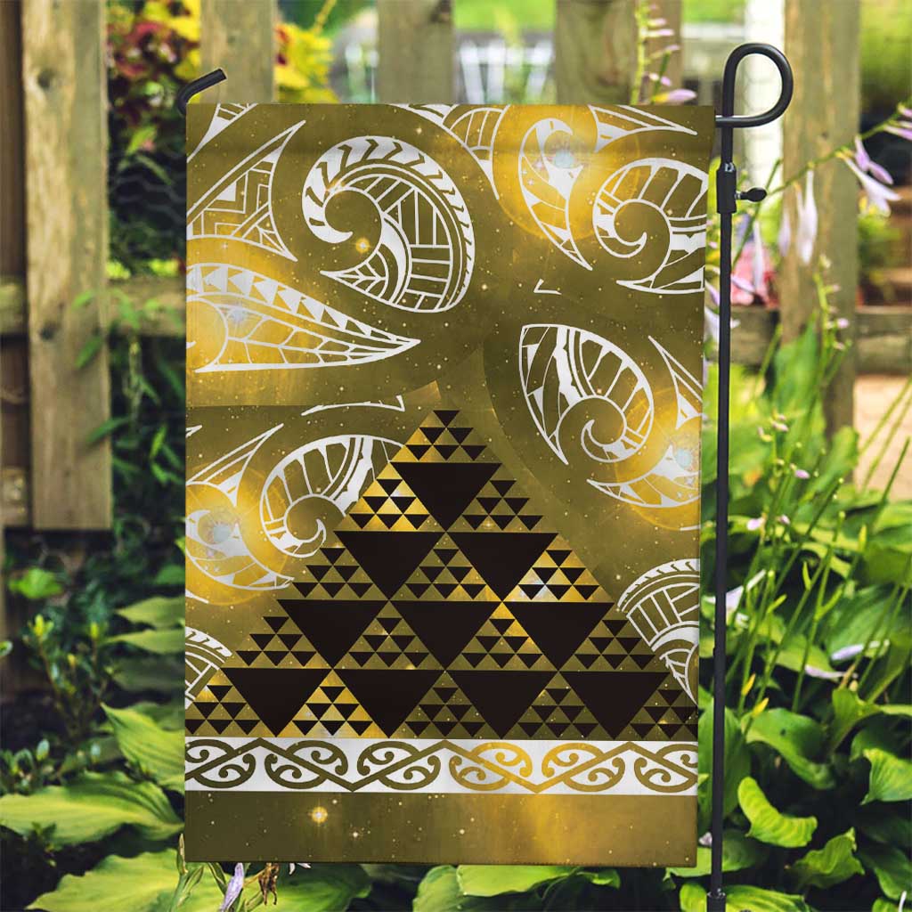 Matariki New Zealand Garden Flag NZ Niho Taniwha Maori New Year Yellow Galaxy LT14 Garden Flag Yellow - Polynesian Pride