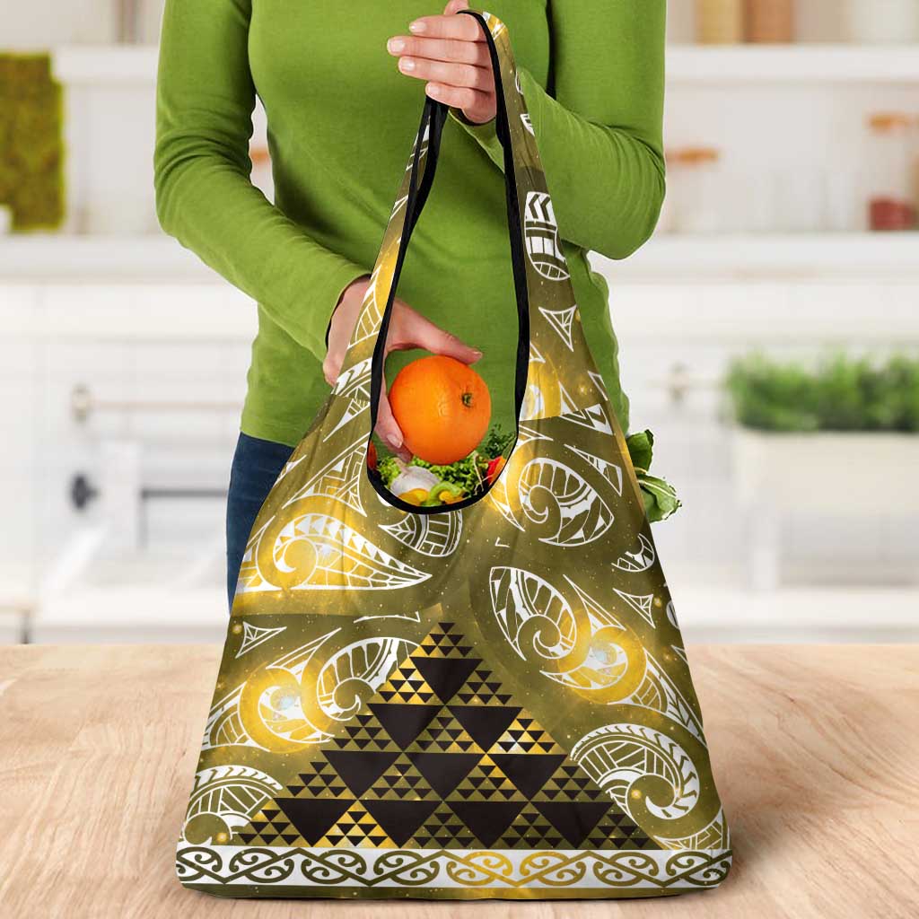 Matariki New Zealand Grocery Bag NZ Niho Taniwha Maori New Year Yellow Galaxy LT14 - Polynesian Pride