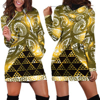 Matariki New Zealand Hoodie Dress NZ Niho Taniwha Maori New Year Yellow Galaxy