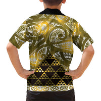 Matariki New Zealand Kid Hawaiian Shirt NZ Niho Taniwha Maori New Year Yellow Galaxy LT14 - Polynesian Pride
