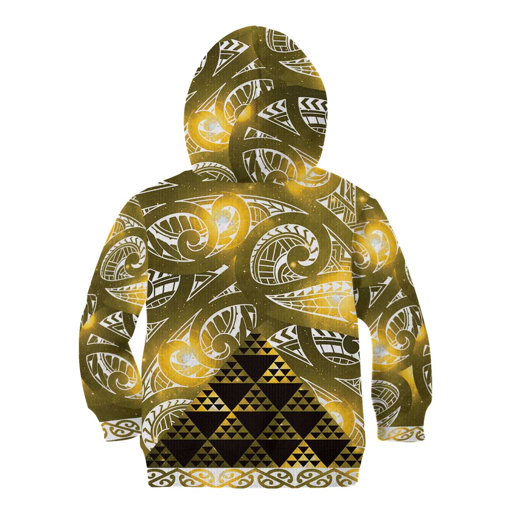 Matariki New Zealand Kid Hoodie NZ Niho Taniwha Maori New Year Yellow Galaxy LT14 - Polynesian Pride