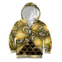 Matariki New Zealand Kid Hoodie NZ Niho Taniwha Maori New Year Yellow Galaxy LT14 Zip Hoodie Yellow - Polynesian Pride