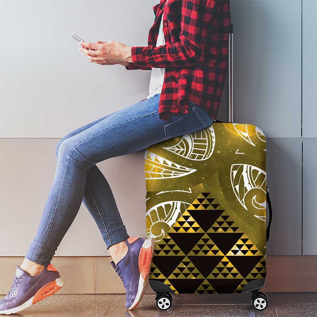 Matariki New Zealand Luggage Cover NZ Niho Taniwha Maori New Year Yellow Galaxy LT14 - Polynesian Pride