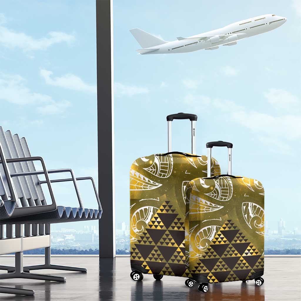 Matariki New Zealand Luggage Cover NZ Niho Taniwha Maori New Year Yellow Galaxy LT14 - Polynesian Pride