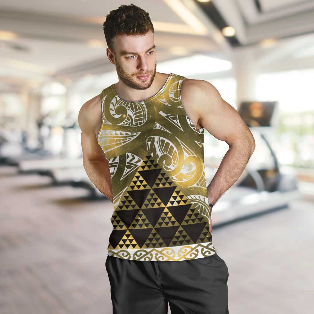 Matariki New Zealand Men Tank Top NZ Niho Taniwha Maori New Year Yellow Galaxy LT14 Yellow - Polynesian Pride