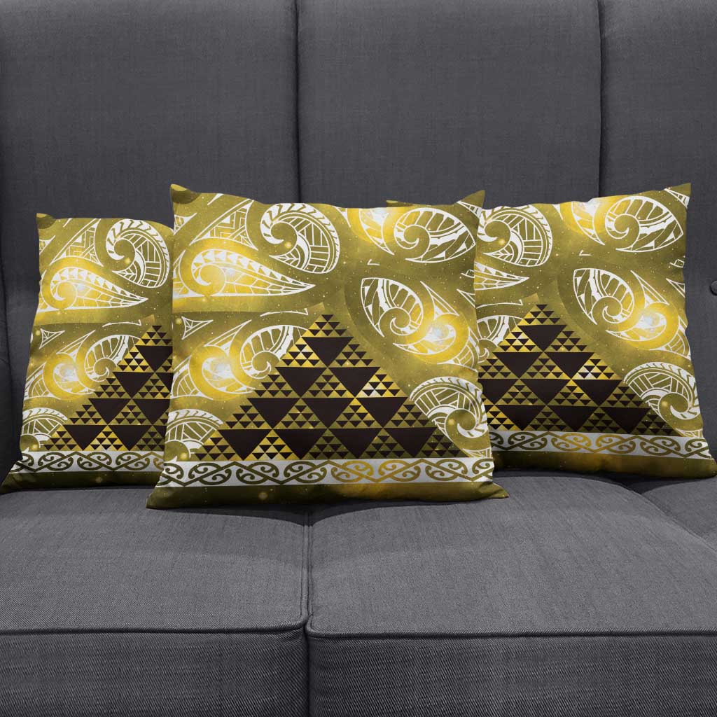 Matariki New Zealand Pillow Cover NZ Niho Taniwha Maori New Year Yellow Galaxy LT14 - Polynesian Pride