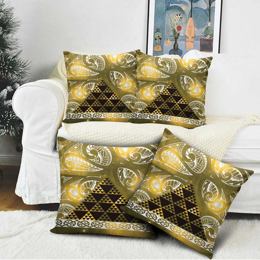 Matariki New Zealand Pillow Cover NZ Niho Taniwha Maori New Year Yellow Galaxy LT14 - Polynesian Pride