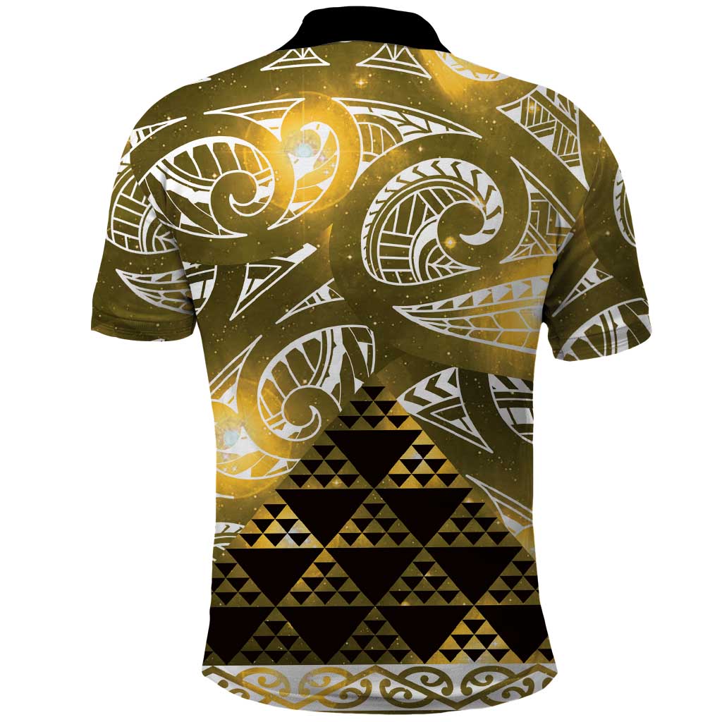 Matariki New Zealand Polo Shirt NZ Niho Taniwha Maori New Year Yellow Galaxy LT14 - Polynesian Pride
