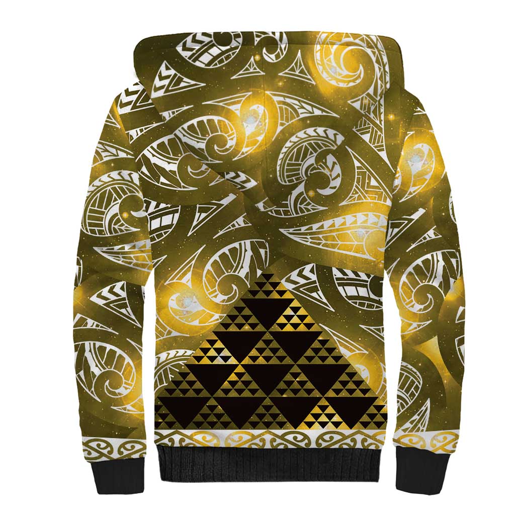 Matariki New Zealand Sherpa Hoodie NZ Niho Taniwha Maori New Year Yellow Galaxy LT14 - Polynesian Pride