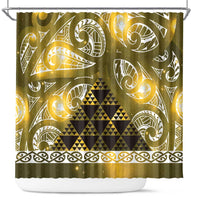 Matariki New Zealand Shower Curtain NZ Niho Taniwha Maori New Year Yellow Galaxy LT14 Yellow - Polynesian Pride
