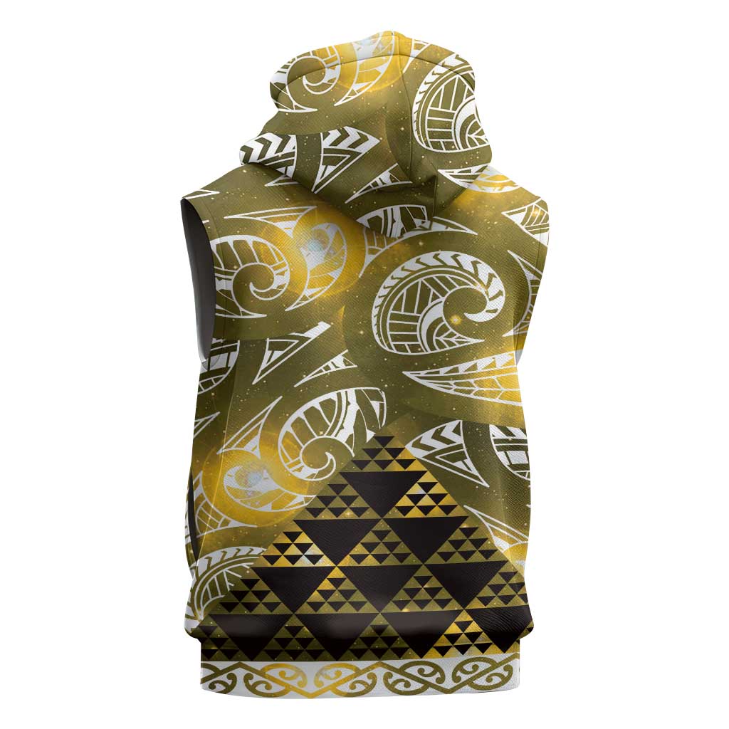 Matariki New Zealand Sleeveless Zip Hoodie NZ Niho Taniwha Maori New Year Yellow Galaxy LT14 - Polynesian Pride