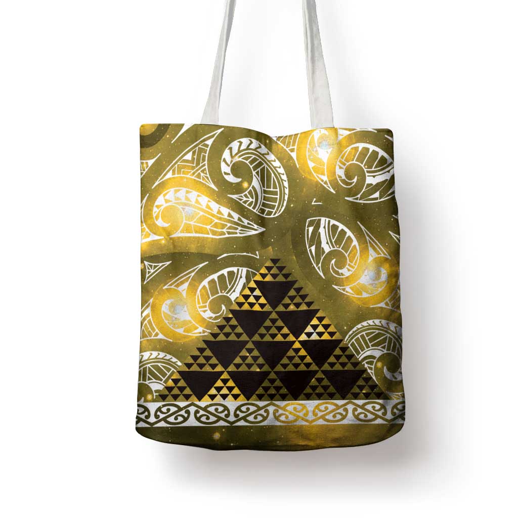 Matariki New Zealand Tote Bag NZ Niho Taniwha Maori New Year Yellow Galaxy LT14 - Polynesian Pride