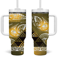 Matariki New Zealand Tumbler With Handle NZ Niho Taniwha Maori New Year Yellow Galaxy LT14 One Size: 40 oz Yellow - Polynesian Pride