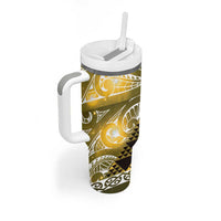Matariki New Zealand Tumbler With Handle NZ Niho Taniwha Maori New Year Yellow Galaxy LT14 - Polynesian Pride