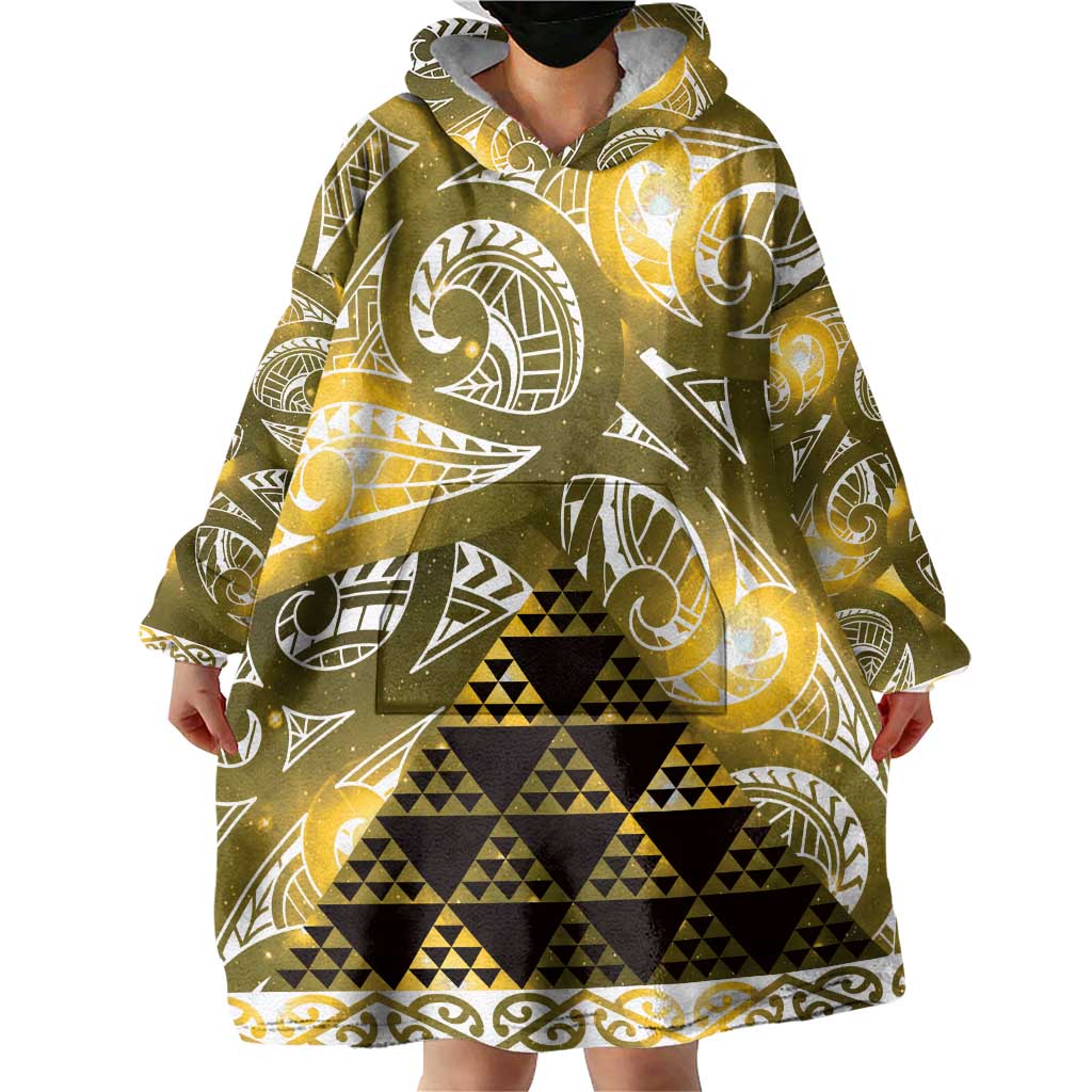 Matariki New Zealand Wearable Blanket Hoodie NZ Niho Taniwha Maori New Year Yellow Galaxy LT14 - Polynesian Pride