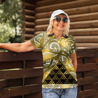 Matariki New Zealand Women Polo Shirt NZ Niho Taniwha Maori New Year Yellow Galaxy